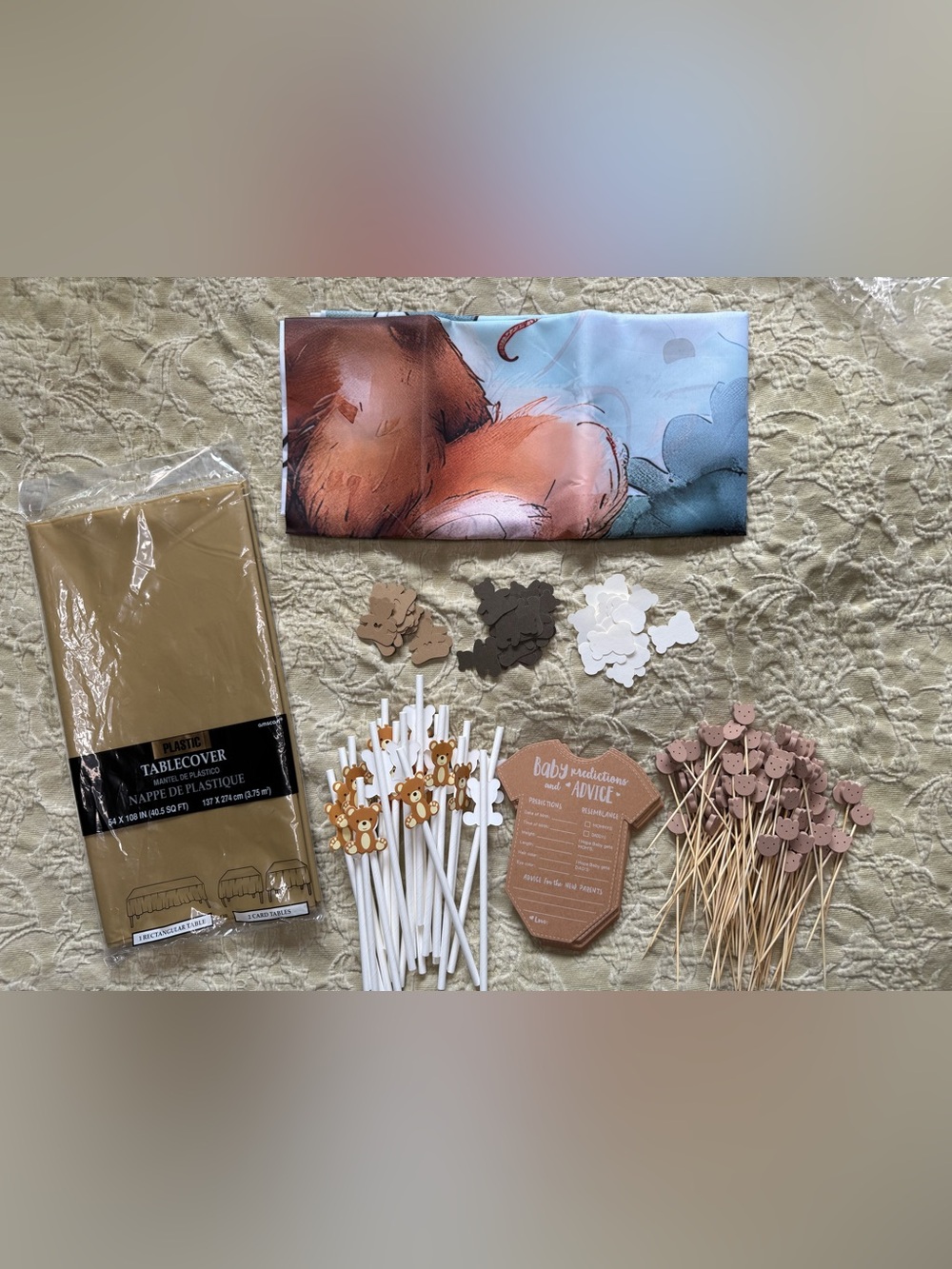 Bear themed baby shower supplies